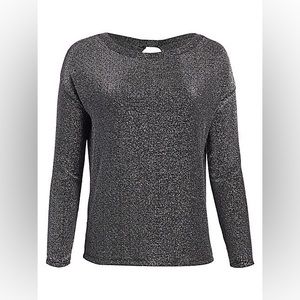 NWT ✨ PAIGE Celeste Keyhole Metallic Silver dot Long Sleeve Blouse Size Medium!